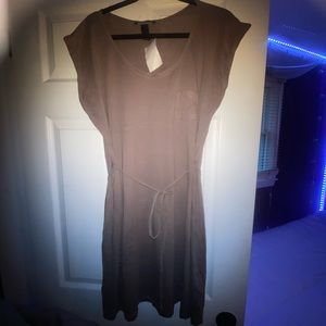 Army green casual tie waist dress